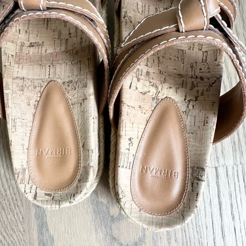 Alexandre Birman Clarita Flatform Cork Leather Bow Espadrilles Sandals